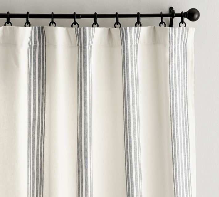 Riviera Striped Linen Cotton Rod Pocket Curtain