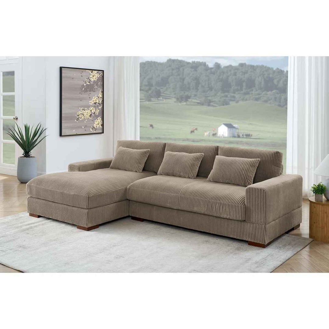 Modern Corduroy Sectional Sofa With Chaise