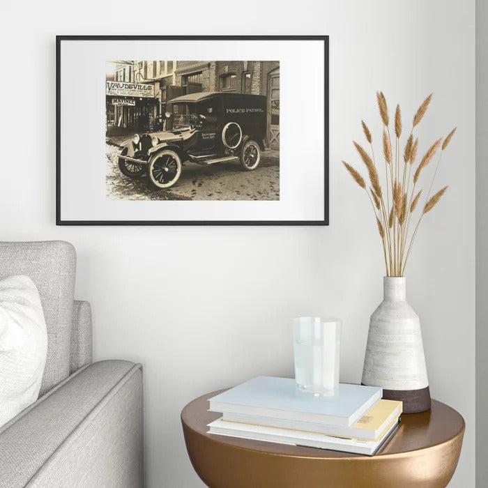 Vintage Police Car Framed Art Print-19"X13"