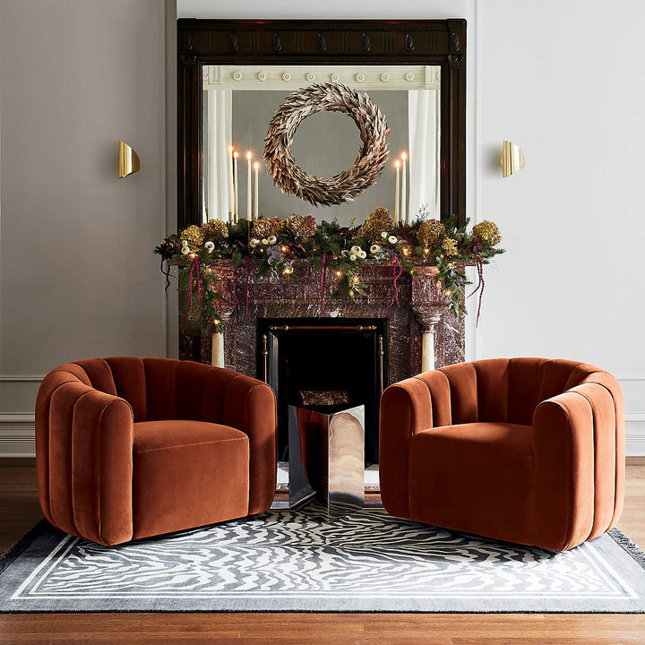 Fitz Russet Velvet Swivel Chair