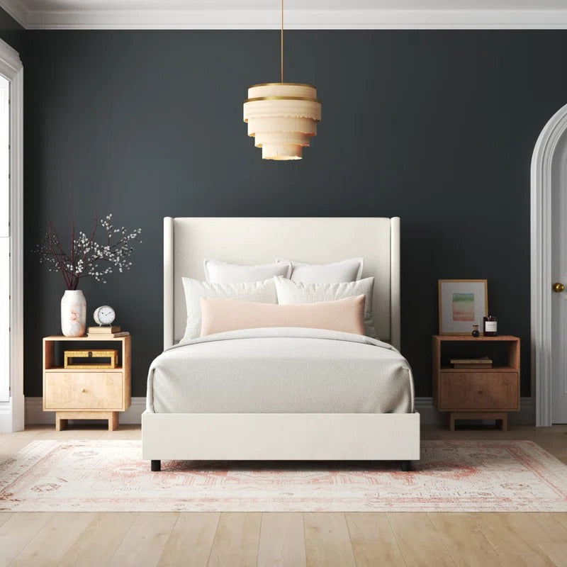 Hanson Upholstered Wingback Bed Full