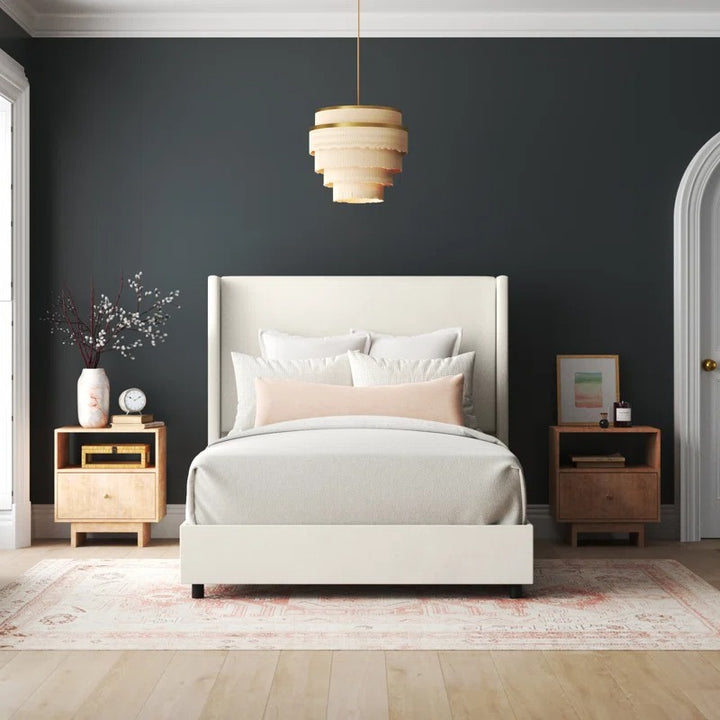 Hanson Upholstered Wingback Bed Full