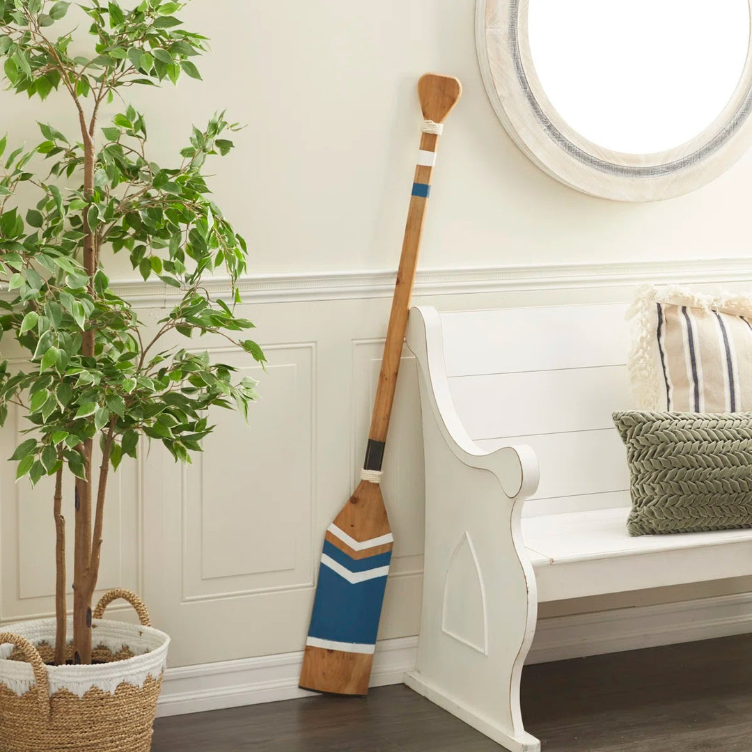 Wood Novelty Canoe Oar Paddle Blue Wall Decor
