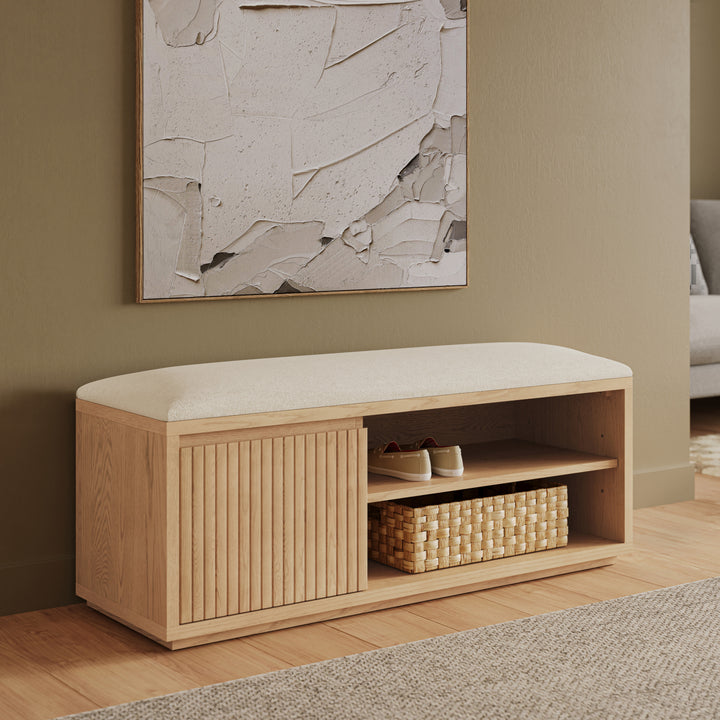 Kouva 47" Bench - Natural Oak and Santolina Gray
