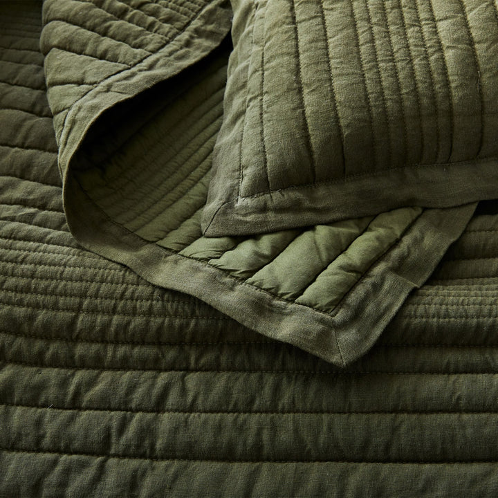 European Flax Linen Linework Quilt Queen