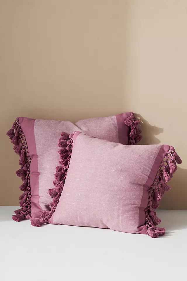 Tasseled Teague Cotton Linen Pillow with insert-22"x22"