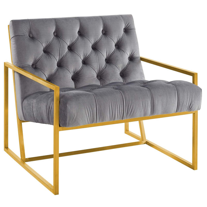 Stuebe Gold Stainless Steel Performance Velvet Accent Chair
