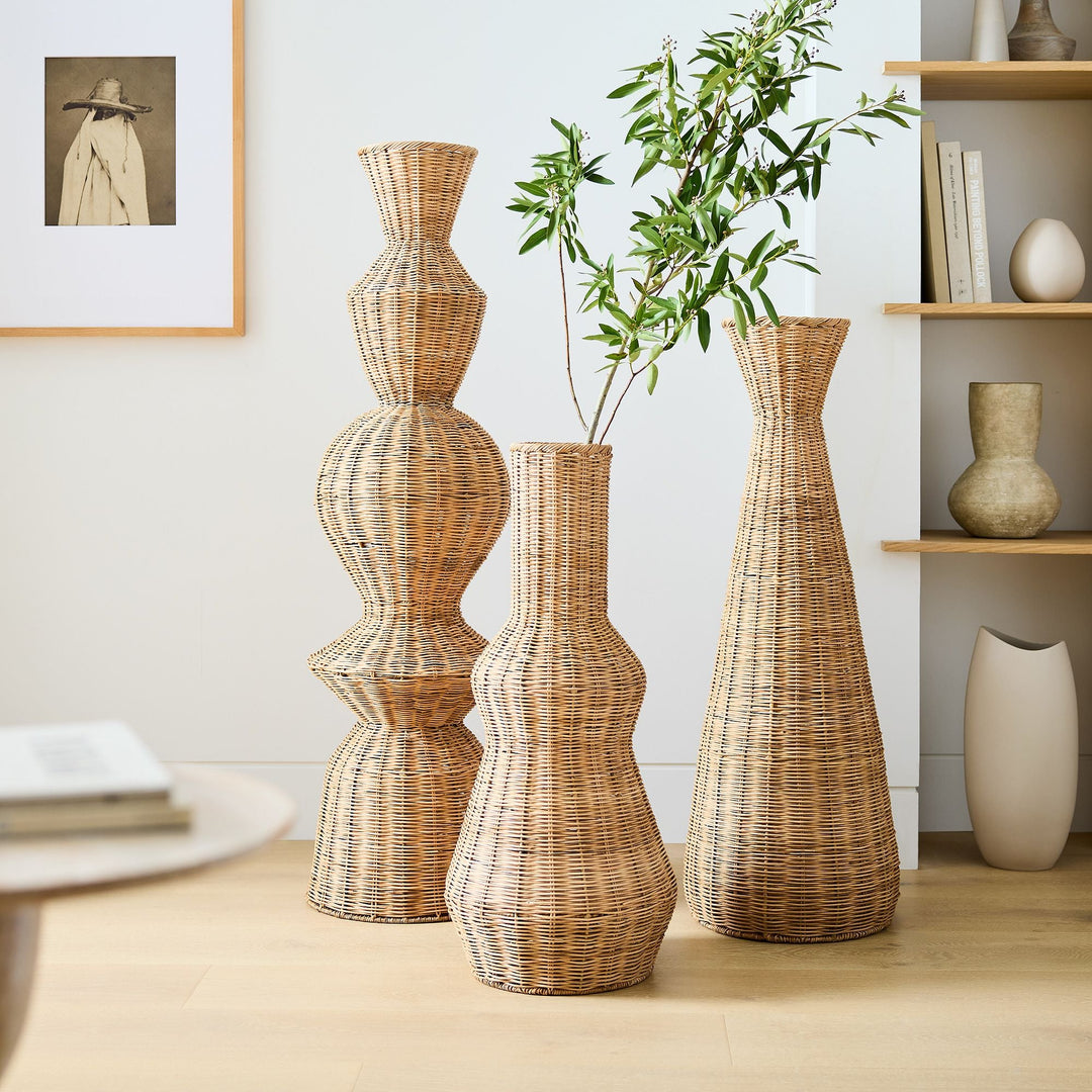 Woven Wicker Floor Vases-Medium