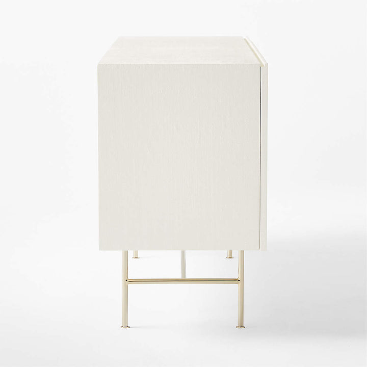 MARFIL IVORY LACQUERED GRASSCLOTH MEDIA CONSOLE
