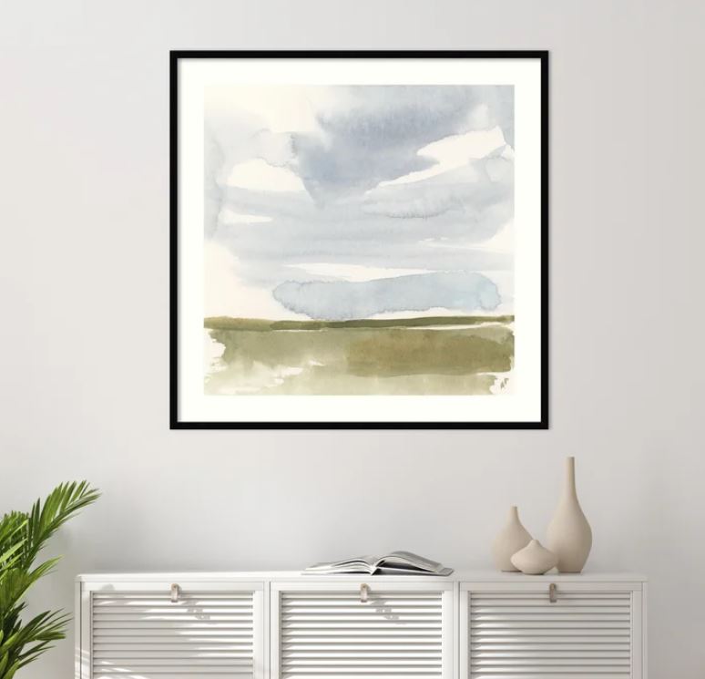Open Field Sketch I by Victoria Barnes With Frame-41.17x41.17