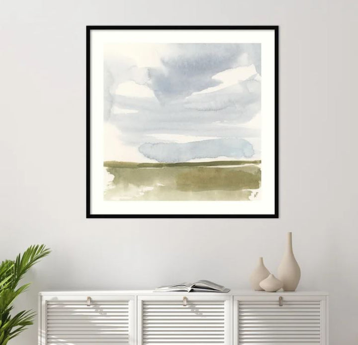 Open Field Sketch I by Victoria Barnes With Frame-41.17x41.17