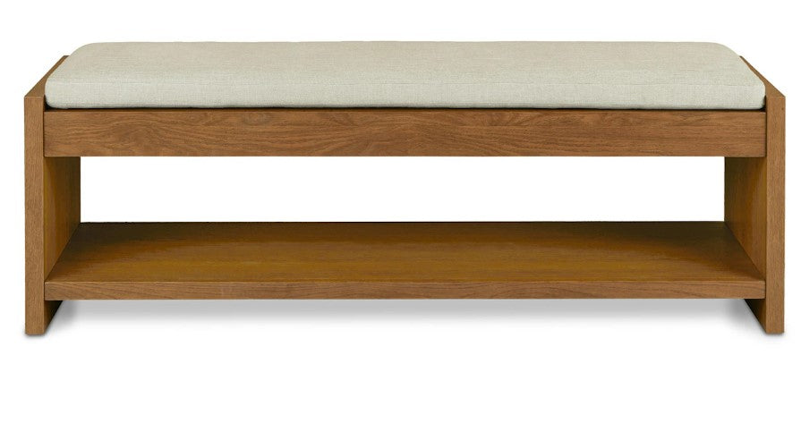 Cassie Taupe Chenille Smoked Oak Bench