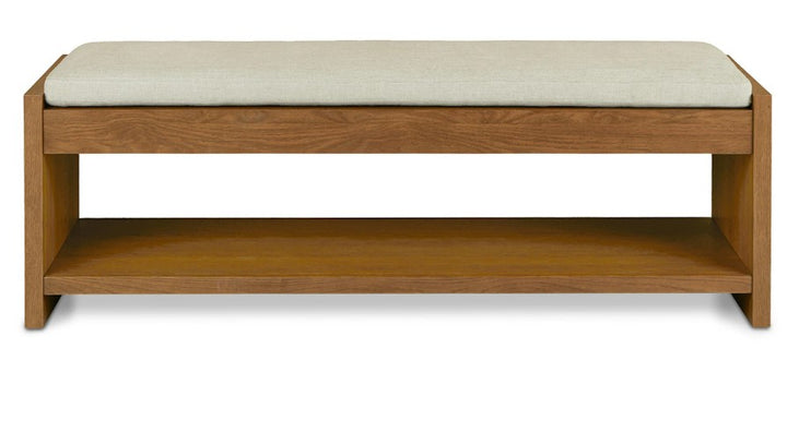 Cassie Taupe Chenille Smoked Oak Bench