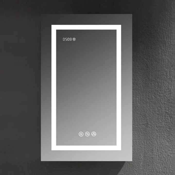 Recessed or Surface Mount Framed LED Medicine Cabinet with Mirror & 3 Adjustable Shelves