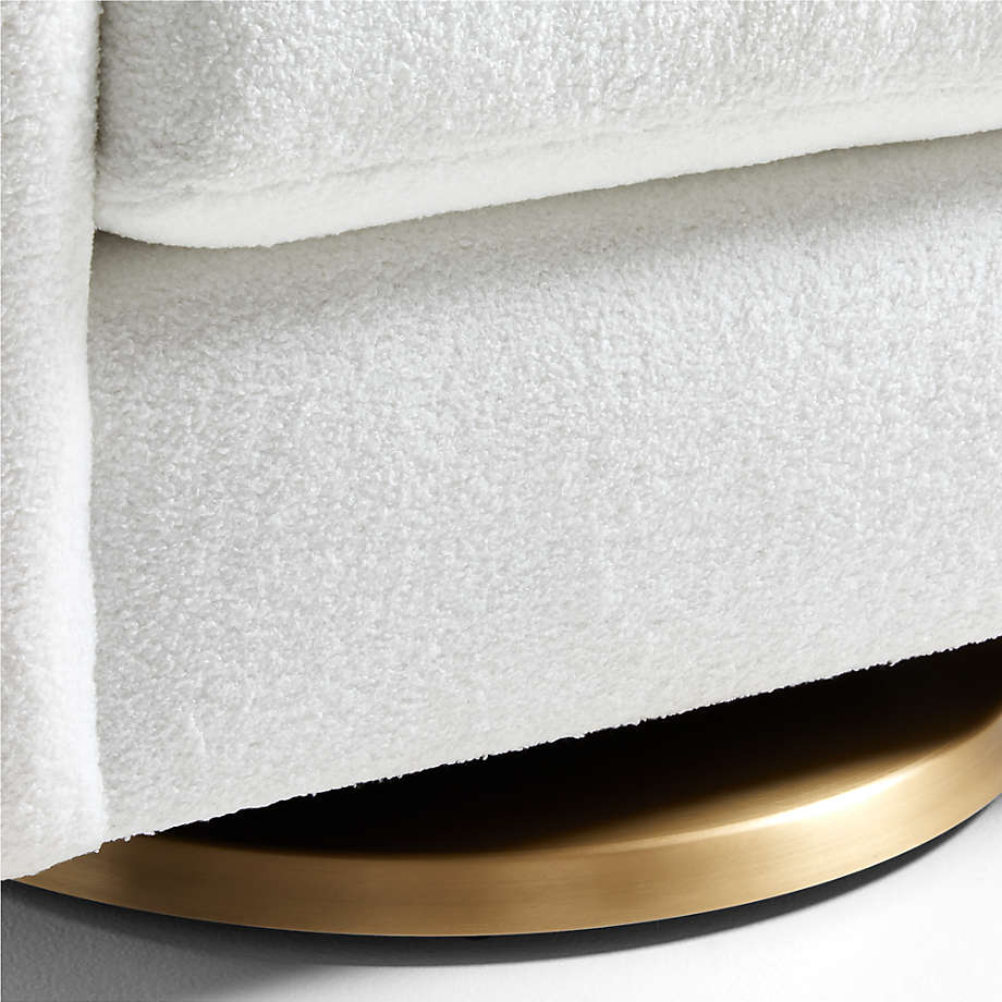 Milo Faux Sherpa Swivel Glider with Gold Base
