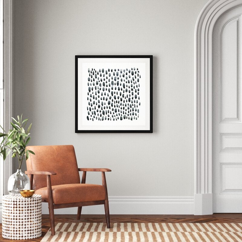 Blue Gray Tessera I Painting Print on Canvas With Frame-34.5"x34.5"