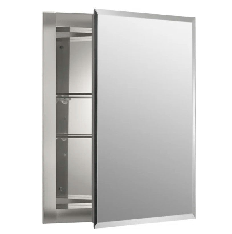 Derring Recessed Frameless Medicine Cabinet with 2 Adjustable Shelves and Interior Mirror