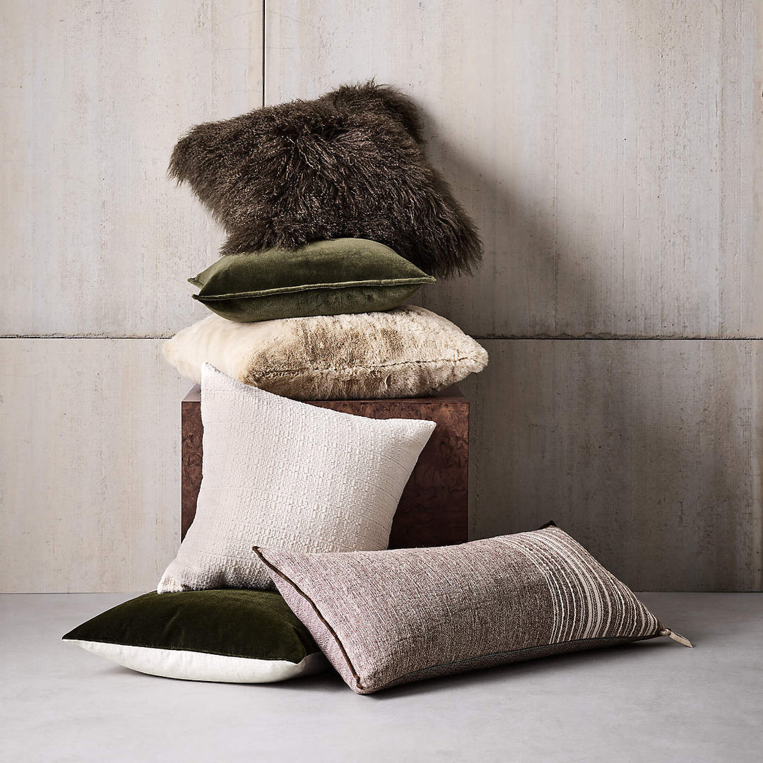 Dark Green Washed Organic Cotton Velvet Throw 20x20