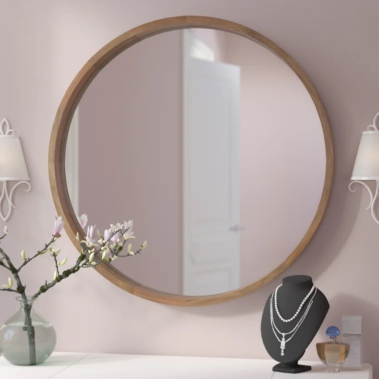 Loftis Round Solid Wood Wall Mirror