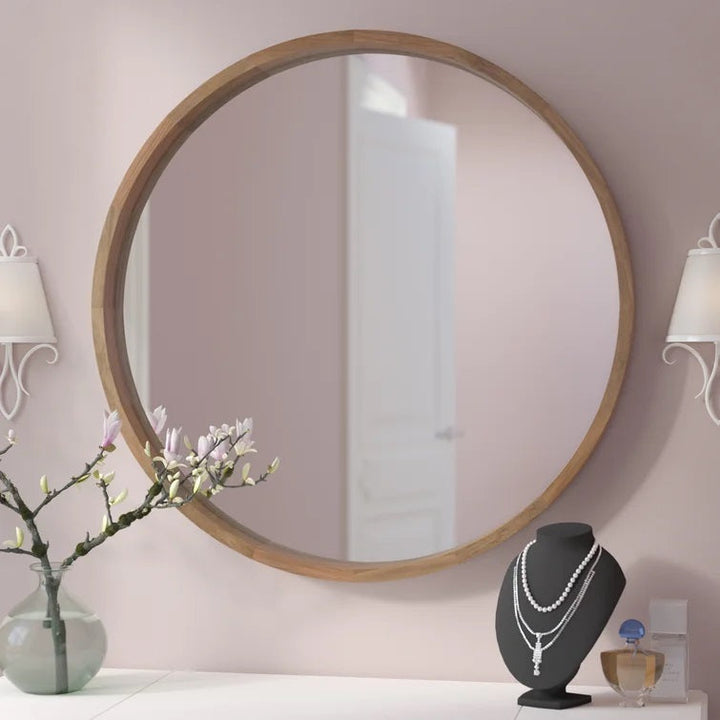 Loftis Round Solid Wood Wall Mirror