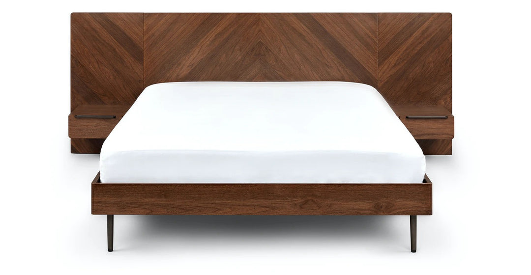 Nera Walnut Bed with Nightstands- Queen