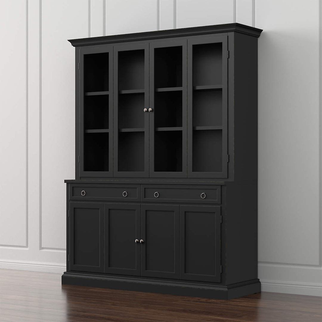 Cameo 2 Piece Bruno Black Glass Door Wall Unit