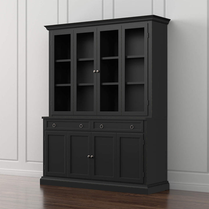 Cameo 2 Piece Bruno Black Glass Door Wall Unit