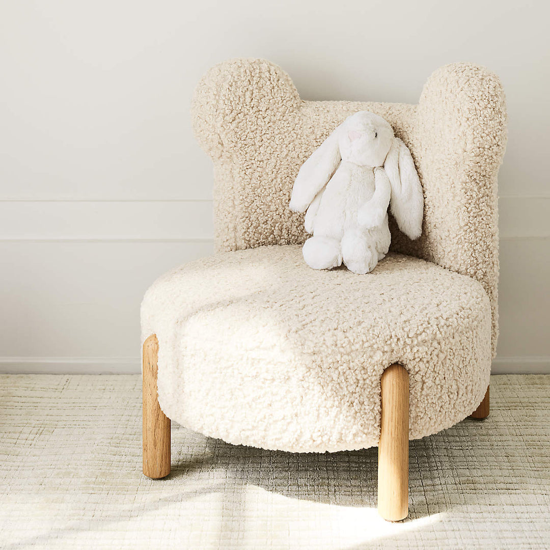 Sherpa Cream White Bear Kids Play Chair