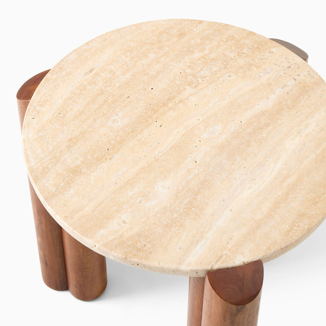 Travertine Side Table