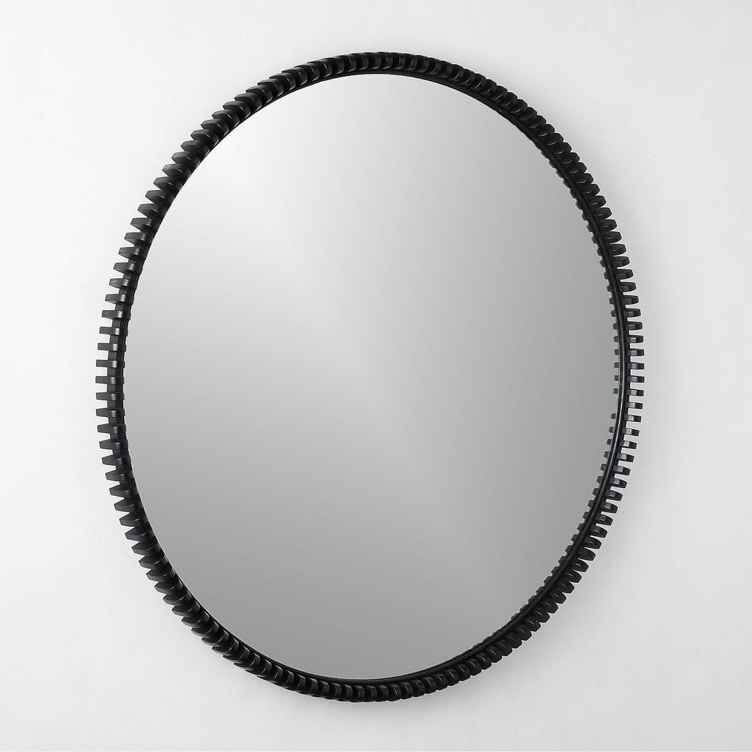 Monaco Black Round Wall Mirror-48"