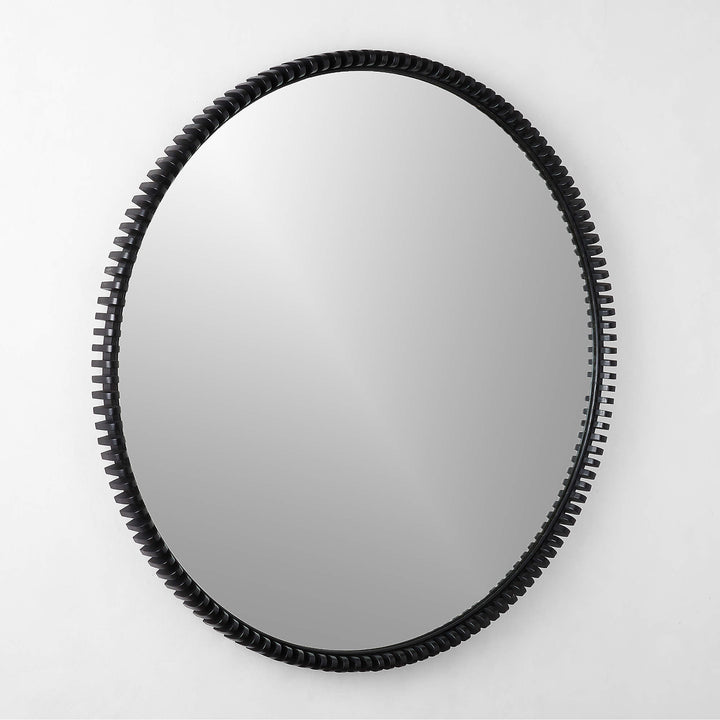 Monaco Black Round Wall Mirror-48"