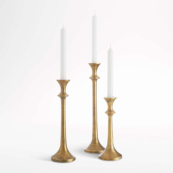 Emmett Antique Brass Taper Candle Holder 9"