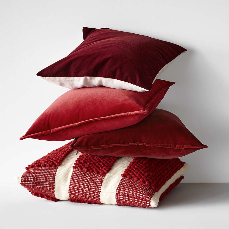 Brick 20x20 Faux Mohair Throw Pillow Cover
