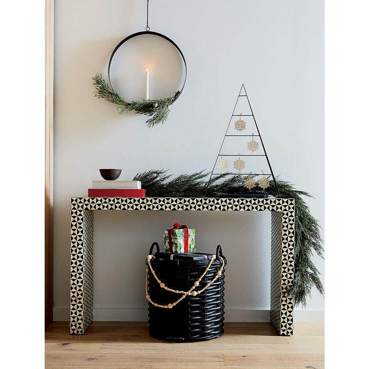 Black Rattan Woven Round Basket