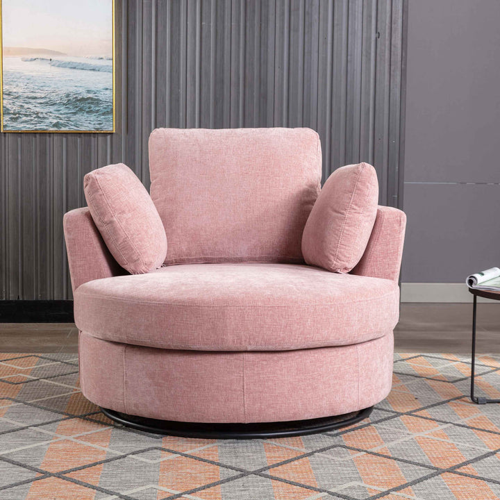 Achorn Polyester Recessed Arm Swivel Barrel Chair