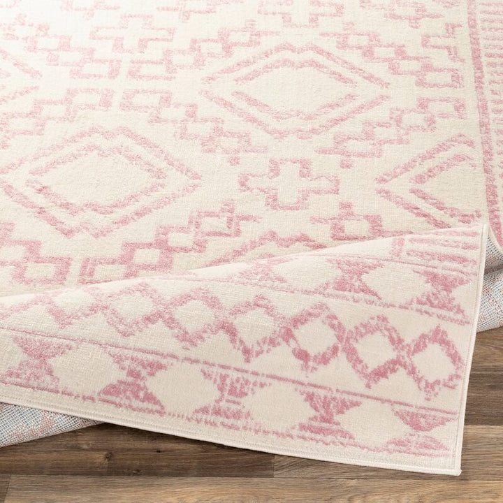 Rectangle Aleman Oriental Pale Pink Cream Area Rug 6'7"x9'