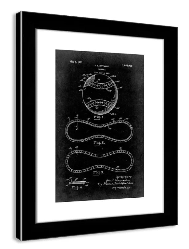 Vintage Baseball Patent Framed Graphic Art Print
