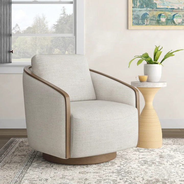 Nieve Upholstered Swivel Barrel Chair