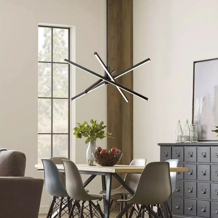 Burcker 4 Light Aluminum Dimmable LED Modern Linear Chandelier