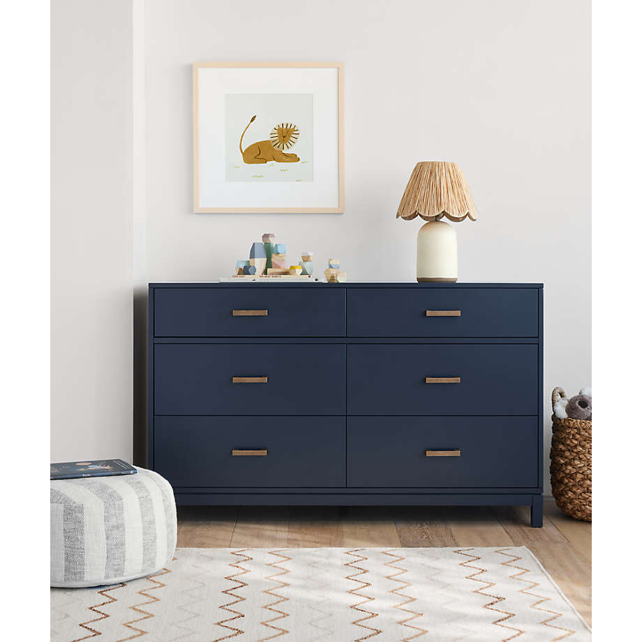Parke 55 Navy Blue Wood 6 Drawer Kids Dresser