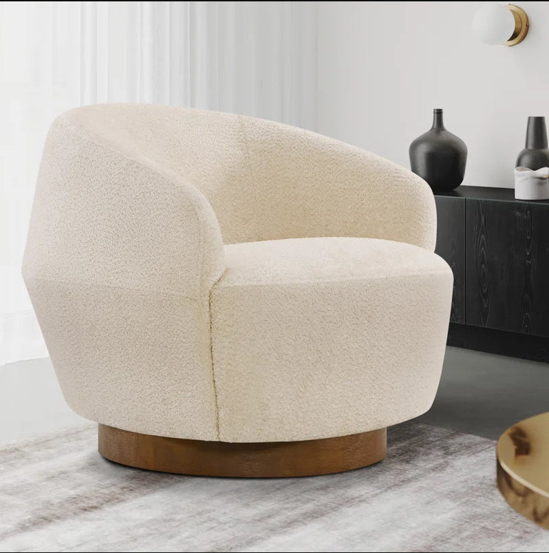 Olwen Boucle Upholstered Swivel Barrel Chair