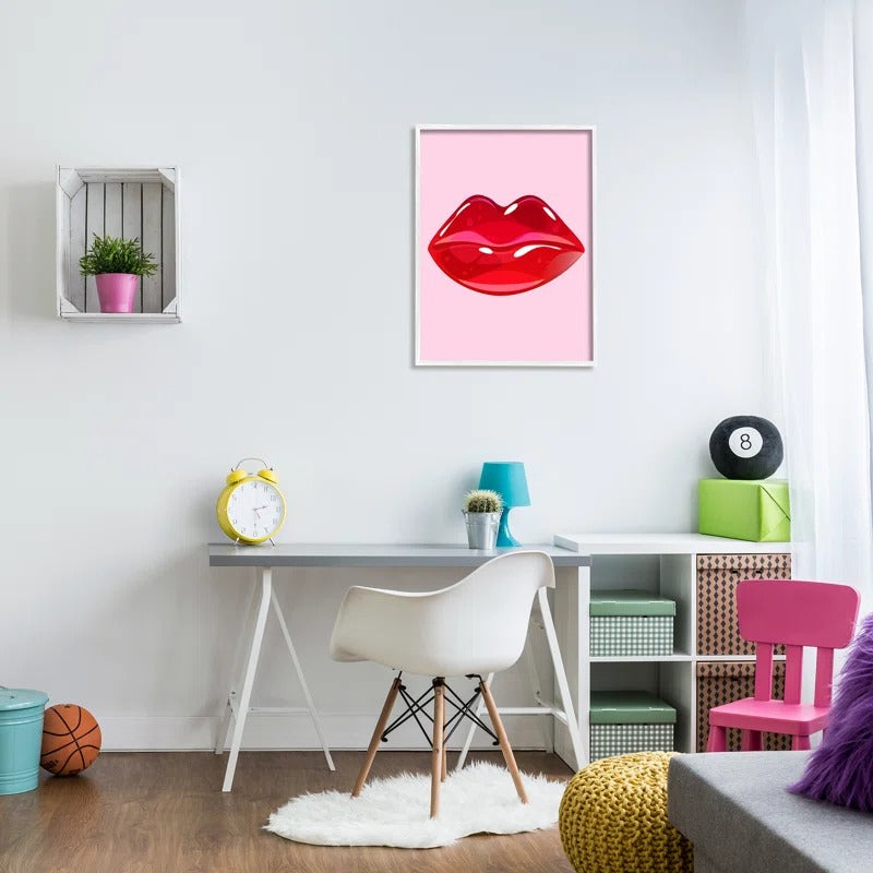 Pink And Red Candy Lips Framed 24x30