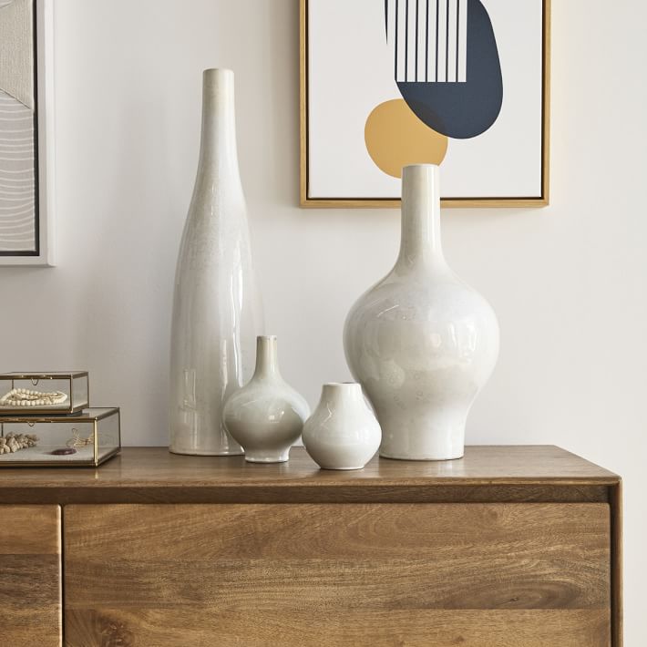 Reactive Glaze Ceramic Vases - White