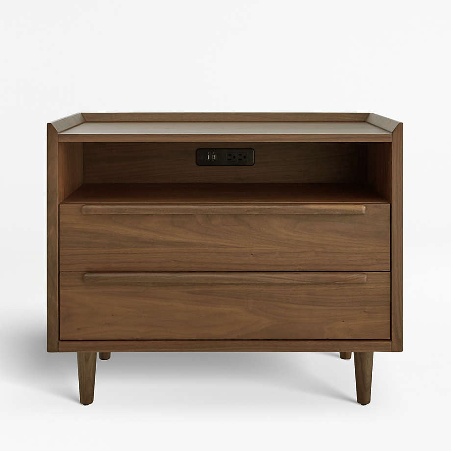 Tate Drawer Midcentury Nightstand with Outlet