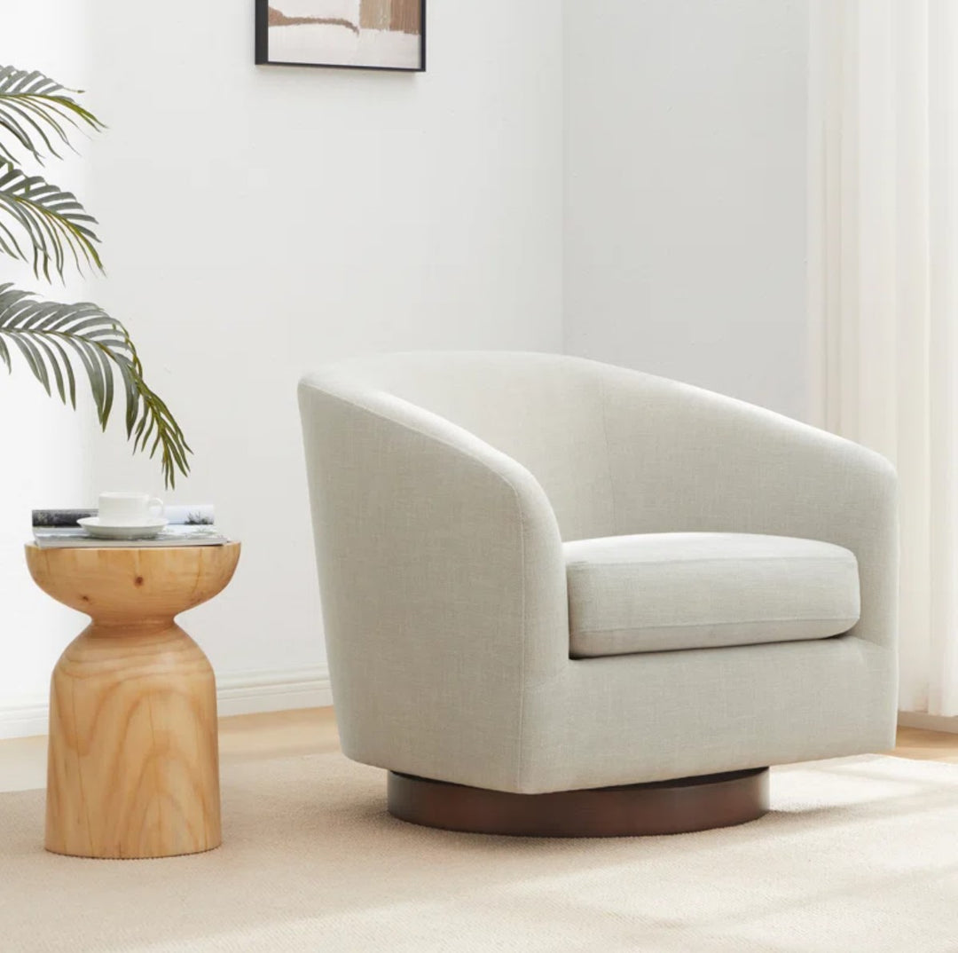Aiden Upholstered Swivel Barrel Chair