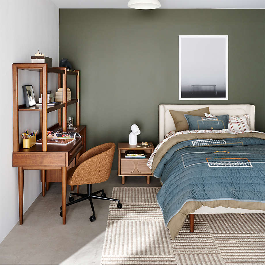 Modern Soccer Embroidered Hand Quilted Organic Cotton Kids Quilt-Twin