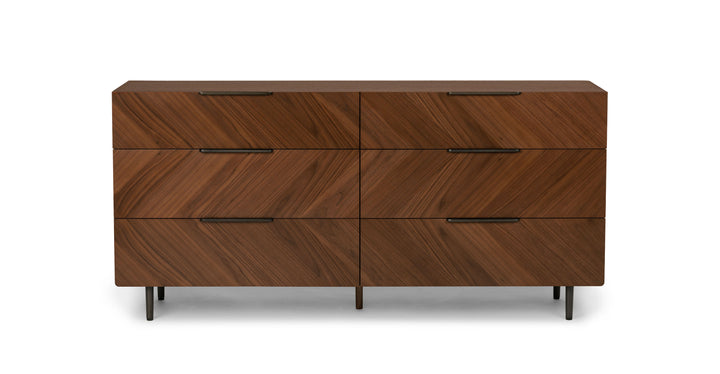 Nera Walnut 6 Drawer Double Dresser