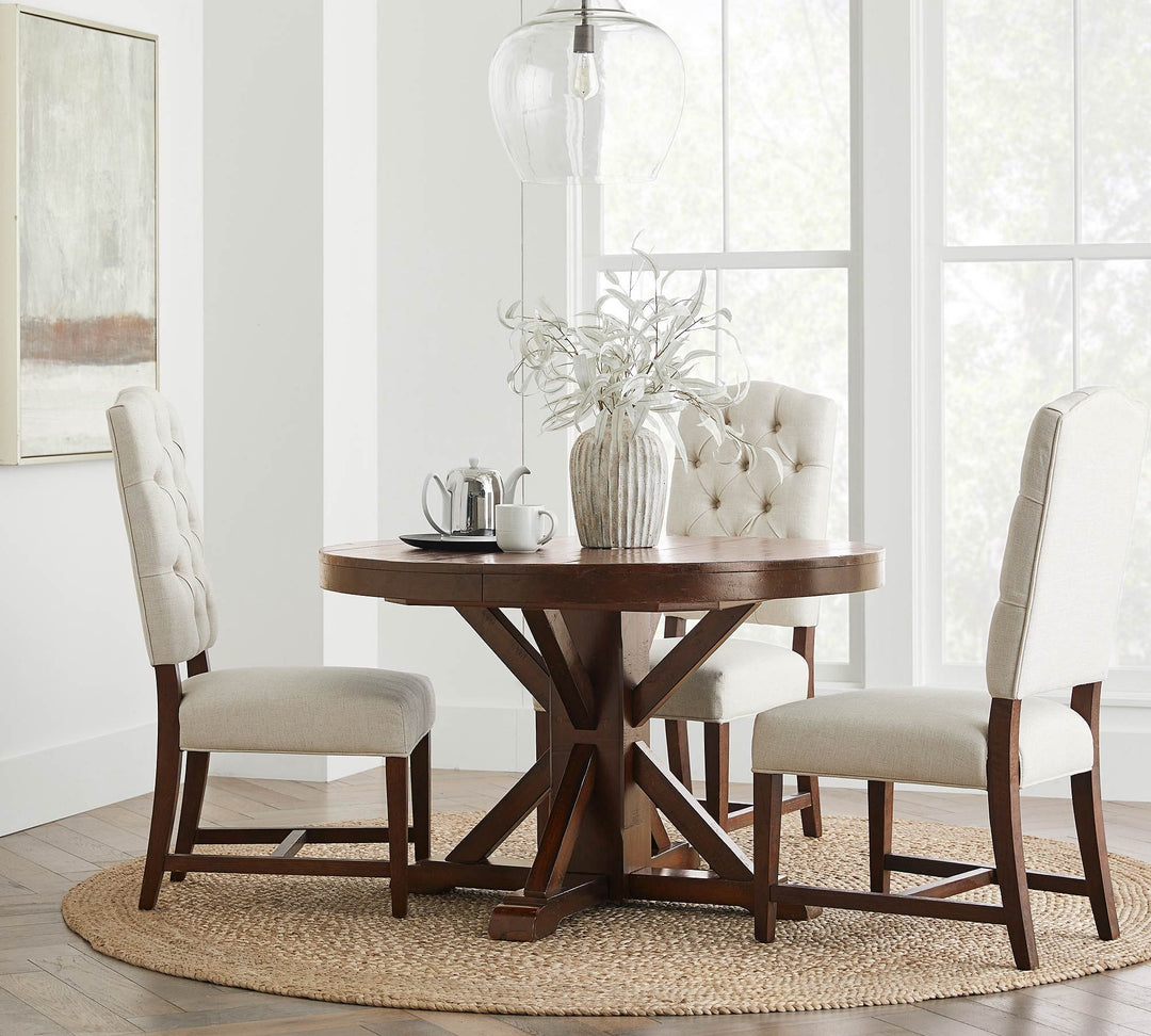 Benchwright Round Pedestal Extending Dining Table Rustic