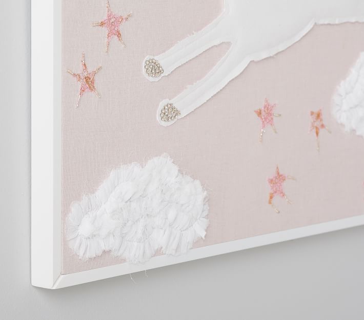 Unicorn Fabric Applique Art with frame