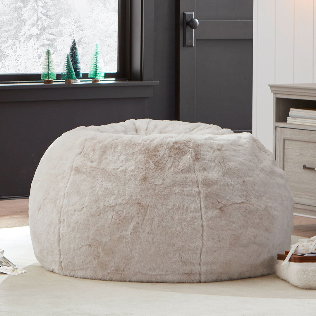 Ivory Polar Bear Faux Fur Bean Bag Chair Slipcover Only